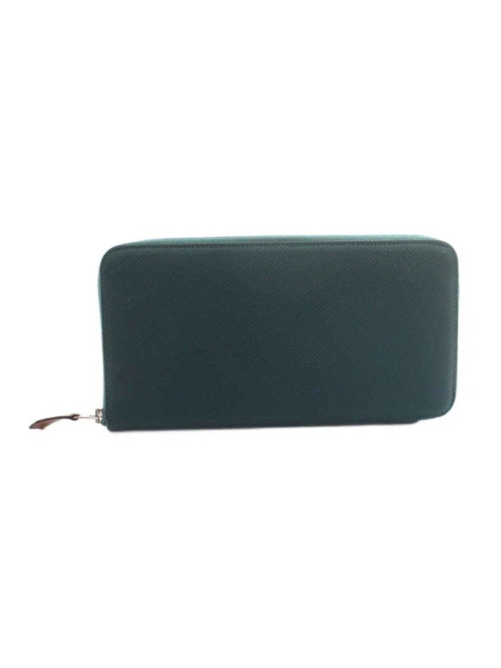 Hermes Azap Silk'in Animapolis Wallet Zip Around Coin Purse Leather Turquoise